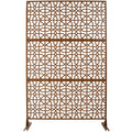 Outdoor & Indoor Privacy Screen Metal Privacy Screen 76' H×48' W, Freestanding Decorative Privacy Screen for Deck Balcony Patio, Privacy Fence Panels for Outside Lawn Garden PS106 BROWN