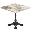 31.5' Square Outdoor Tulip Dining Table, Sintered Stone Tabletop with Luxury Faux Marble Print, Heavy Duty Cast Iron Base, Scratch & Wear Resistant, Waterproof Surface, Ideal for Indoor & Outdoor Use