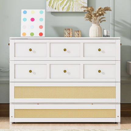 Full Size Murphy Bed with Large Drawers,White ( OLD SKU:N708P336203K)