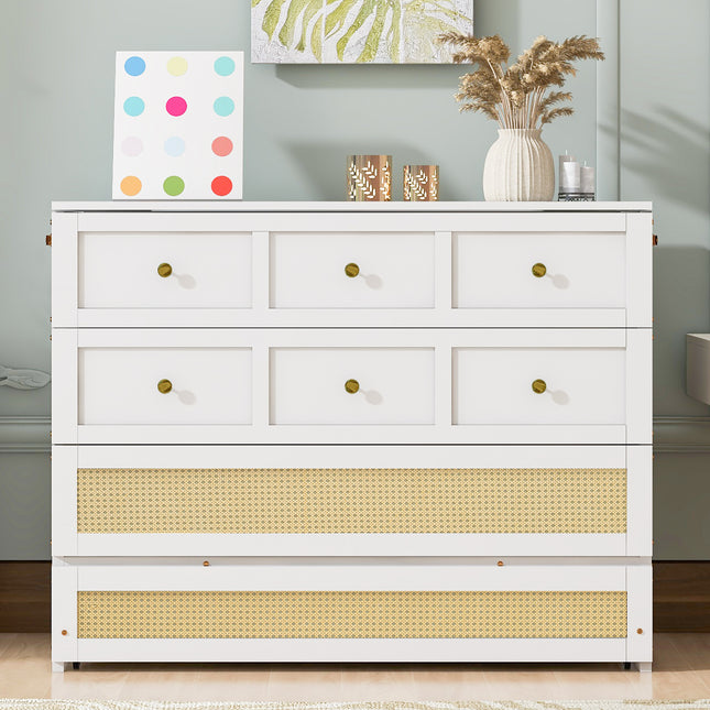 Full Size Murphy Bed with Large Drawers,White ( OLD SKU:N708P336203K)