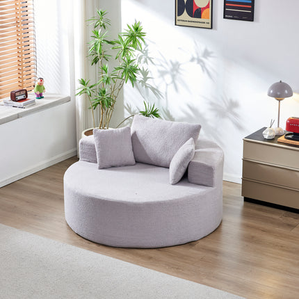 55'L Teddy Plush Sponge single sofa,No Assembly Required,Fluffy Modern Sleeper Chair for Living room, Bedroom, Lounge and Projection Room(Not a swivel chair.),Grey