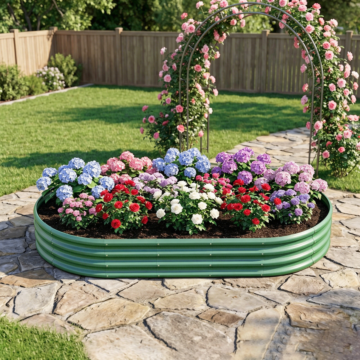 Galvanized Raised Garden Bed 6x3x1ft - Heavy Duty Metal Planter Box for Vegetables, Herbs & Flowers, Rust-Proof Outdoor Garden Bed with Large Capacity, Green, 1PCS