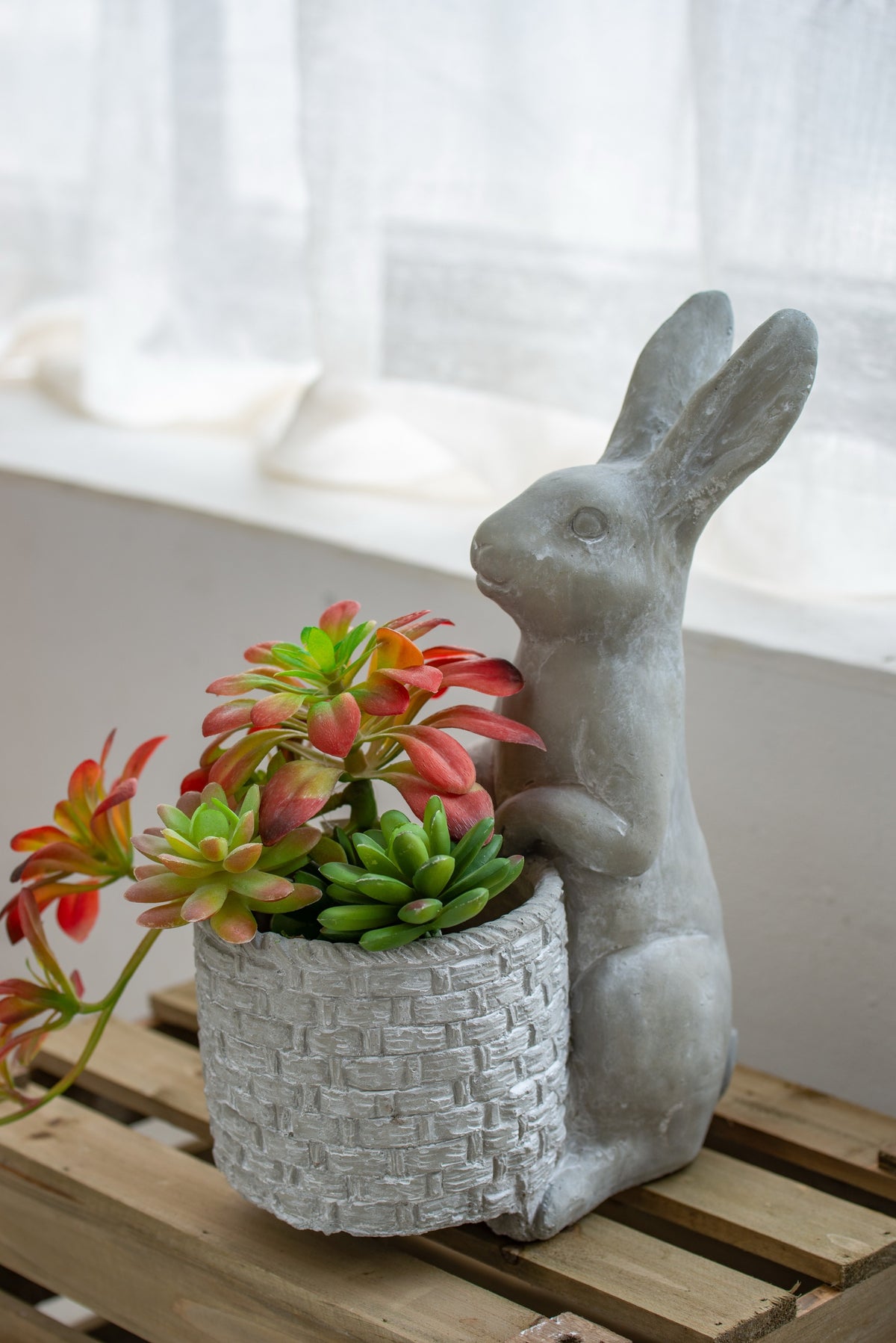 9x5.5x12.5' Gray Cement Rabbit Planter