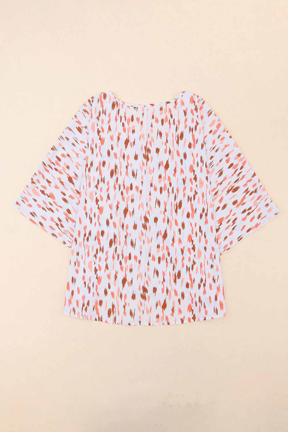 Pink Elegant Polka Dots 3/4 Dolman Sleeve Plus Size Blouse - Eloy Royal