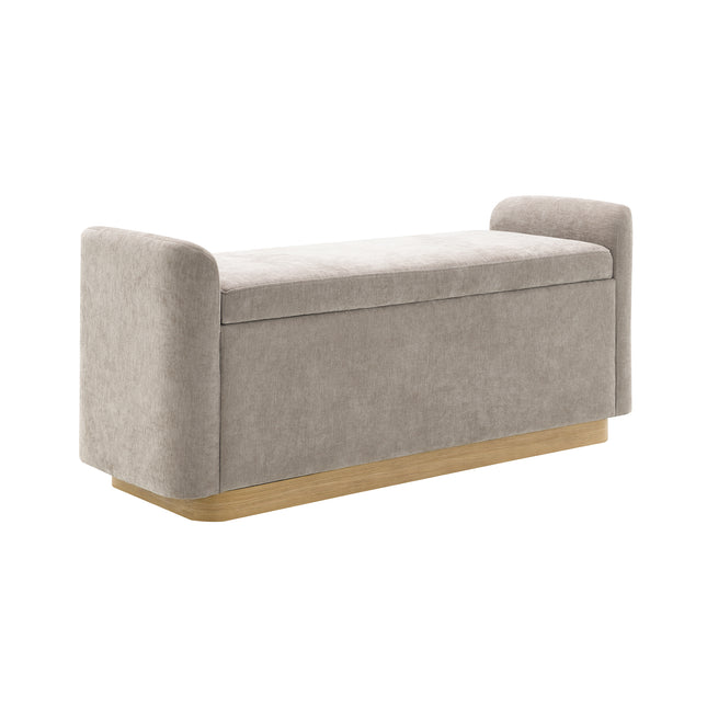 Gold Metal Base Upholstered Storage Bench, Brown Chenille Fabric, 49' Wood Frame Entryway Bench for Bedroom or Living Room, Holds Up to 350 lb