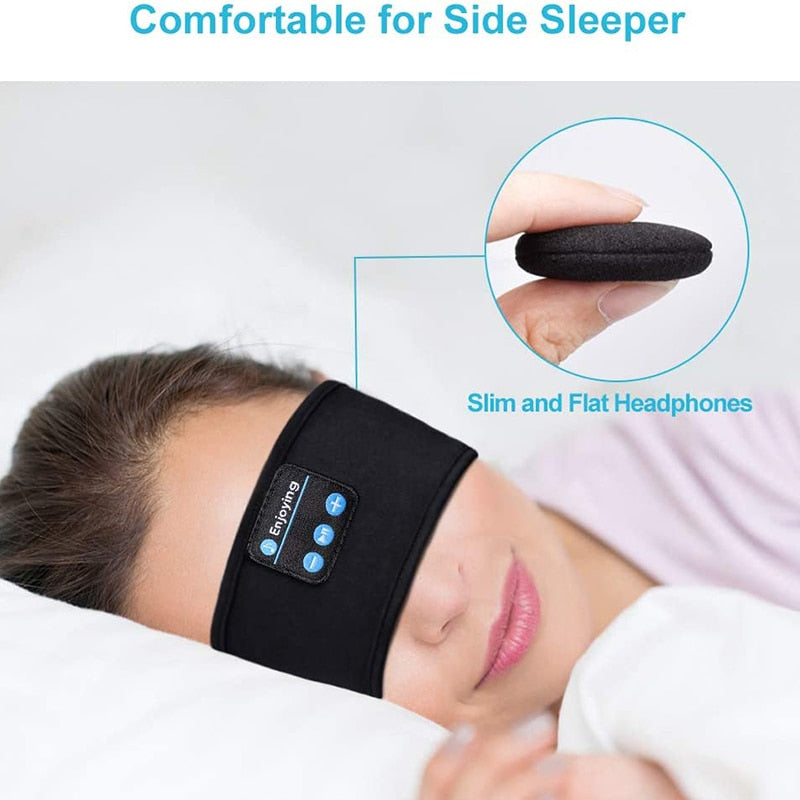 Wireless Bluetooth Sleeping Headphones Headband Thin Soft Elastic Comfortable Music Ear Phones Eye Mask For Side Sleeper Sports - Eloy Royal