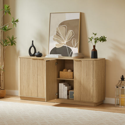 63 in Vertical Stripe Buffet Cabinet Sideboard with stoarge with TV Stand