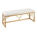 Folia Glam Metal Bench in Gold Steel and White Velvet by