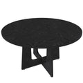 Spiced Round Dining Table for 4 - 47 Inch Farmhouse Kitchen Table in Black with Wood Grain Finish, MDF Construction, 300lb Weight Capacity, Easy Assembly for Dining Room, Kitchen, Living Room
