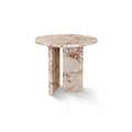 Diamond Pink Marble Coffee Table, Polished Surface, Natural Stone, Ø17.7 h15.8 Inch
