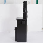 29.2' Small Size Left Bedside Cabinet Vanity Table + Cushioned Stool, 2 AC+2 USB Power Station, Hair dryer bracket, Extra Large Touch Control Sliding LED Mirror, Tri-color Switching, Brightness Adjust - Eloy Royal