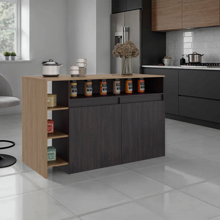 Abril Kitchen Island with Storage Cabinet, Shelves and Appliance Space