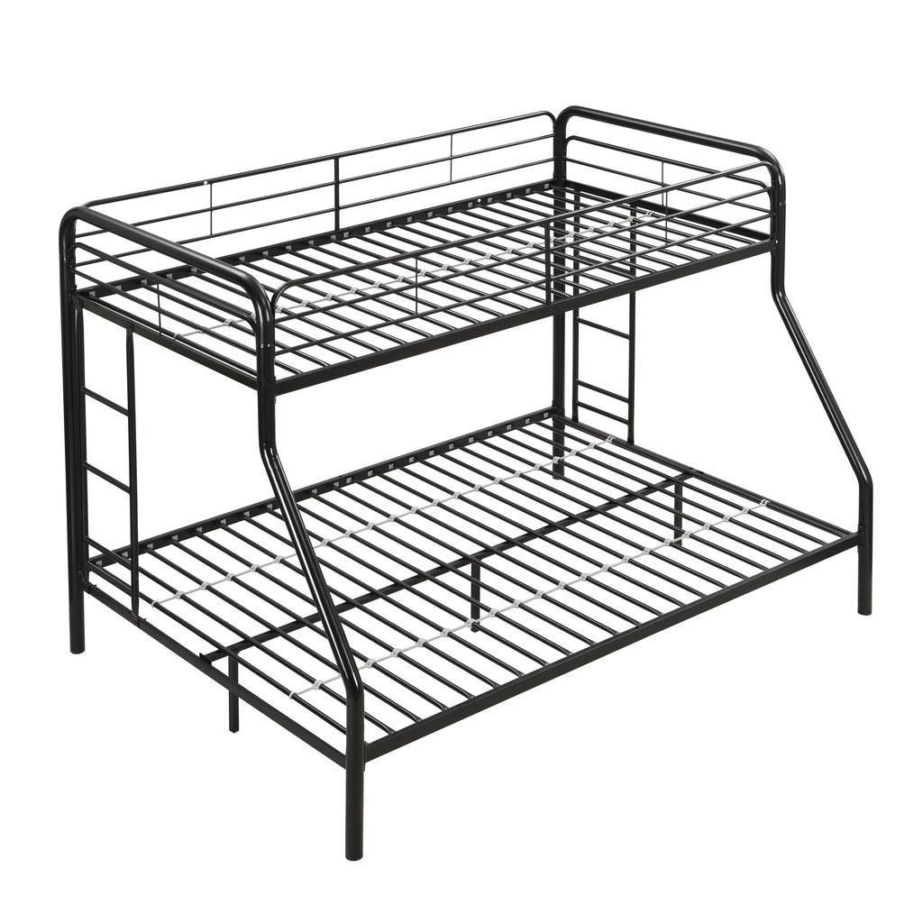 Modern Twin Over Full Metal Bunk Bed with Large Under Bed Storage, Black, Easy to Assemble
