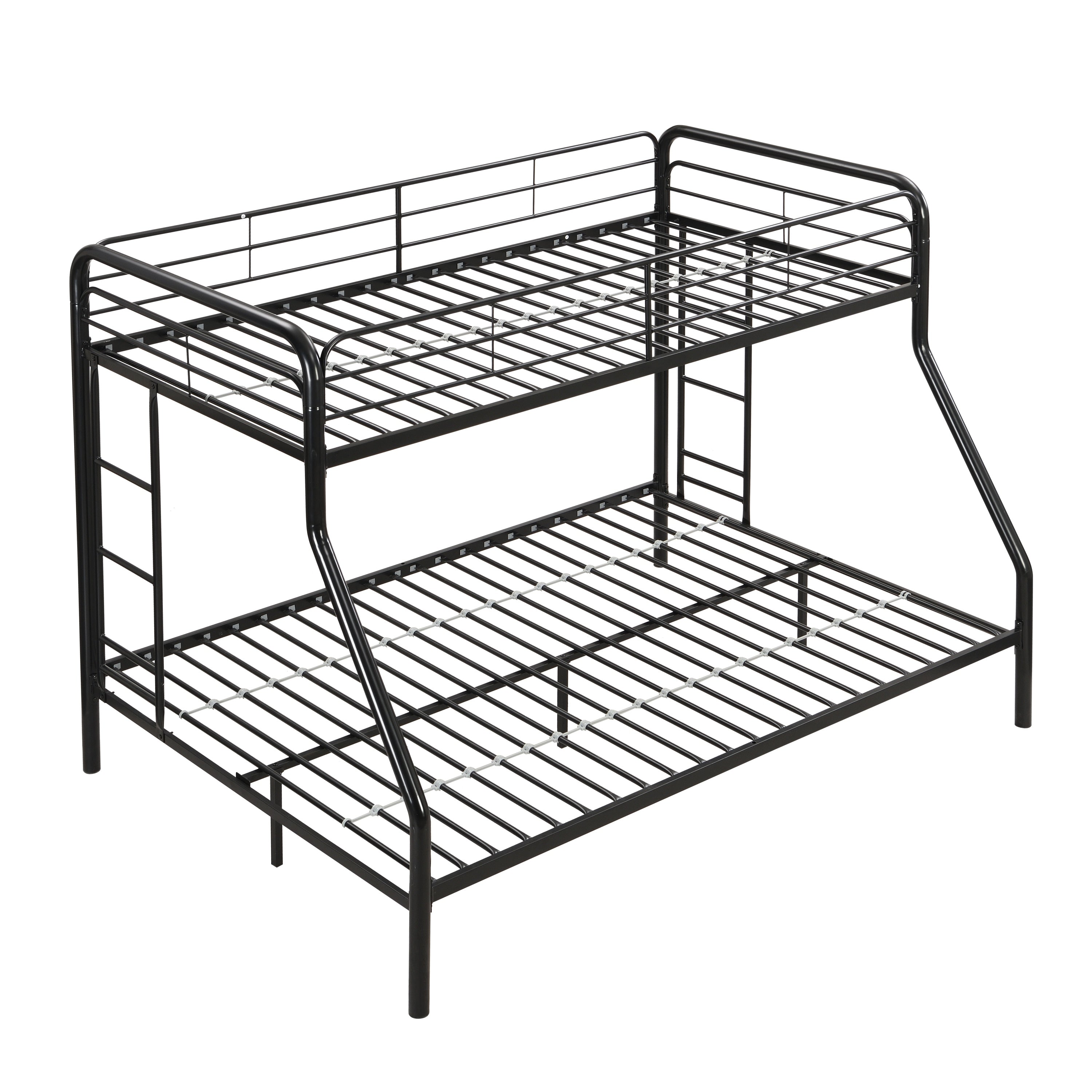 Modern Twin Over Full Metal Bunk Bed with Large Under Bed Storage, Black, Easy to Assemble