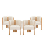 Dining Chairs Set of 4, Modern Stylish Seating with Natural Rubber Wood Frame and Beige Fabric, 225lbs Capacity, for Dining Area, Living Space