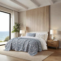 3 Pieces King Jacquard Cotton Gauze Quilt Set,Blue