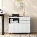 Mobile Office File Cabinet with Charging Station & Multi Drawers, Open Storage Compartment, for Home & Office Use,White