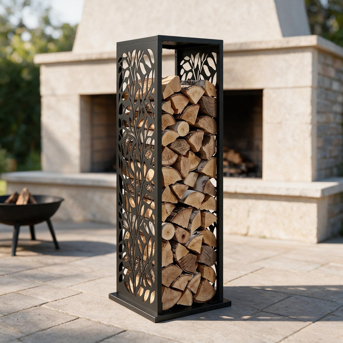 Sturdy Fireplace Log Holder,Log Storage Tower,Freestanding Log Holder,Aesthetic Firewood Caddy