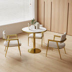 Round Modern Dinning Table 31.5 inches Bistro Table Tulip Table with Faux Marble top,Easy Assemble,Sturdy Metal Frame Diameter