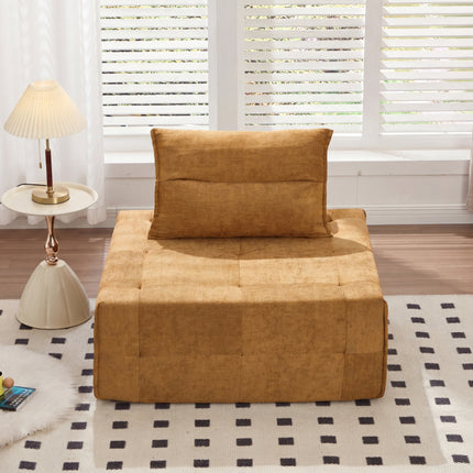 Deep Seat Modular Sectional Sofa with Adjustable Backrest – 39.37' Chenille Compressed Couch for Living Room, Bedroom, Lounge (1 Piece) ,Yellow.