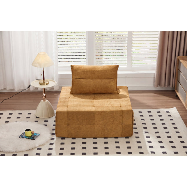 Deep Seat Modular Sectional Sofa with Adjustable Backrest – 39.37' Chenille Compressed Couch for Living Room, Bedroom, Lounge (1 Piece) ,Yellow.