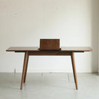 Walnut color solid oak round corner diagonal leg telescopic table 1.2-1.6m, for 6-8 people to meet Dining table wood (Walnut color) - Eloy Royal