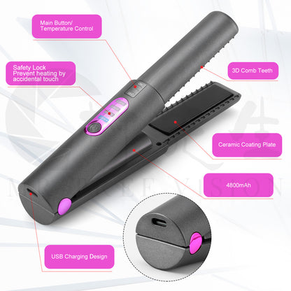 New Arrivals USB Charge Mini Wireless Travel Iron Ceramic Home Hair Straightener Machine