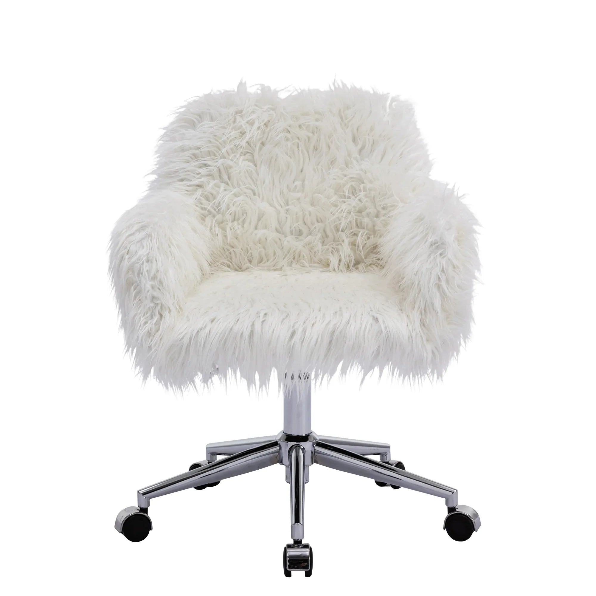 HengMing Modern Faux fur home office chair, fluffy chair for girls, makeup vanity Chair - Eloy Royal