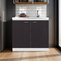 Extremo Kitchen Storage Cabinet with 2 Doors and 3 Shelves, WHITE AND WENGUE