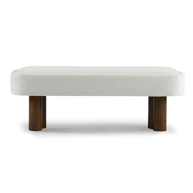 Indoor Beige Fabric Dining Bench with Walnut Color Legs, 51.57'L Upholstered Seating for Kitchen, Dining Room and Living Space,250lbs Capacity