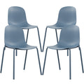 Modern Plastic Stackable Dining Chair Set of 4 with Metal Legs for Indoor or Outdoor