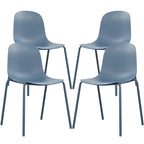 Modern Plastic Stackable Dining Chair Set of 4 with Metal Legs for Indoor or Outdoor