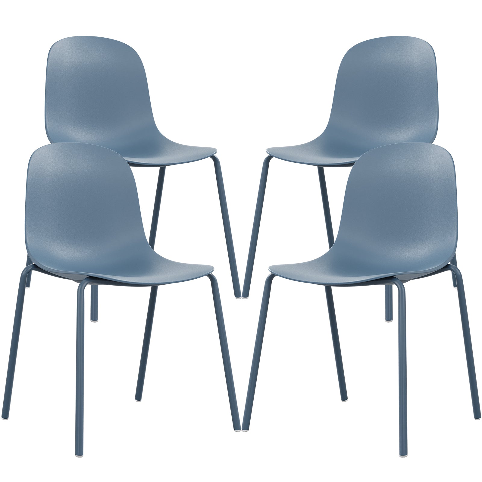 Modern Plastic Stackable Dining Chair Set of 4 with Metal Legs for Indoor or Outdoor