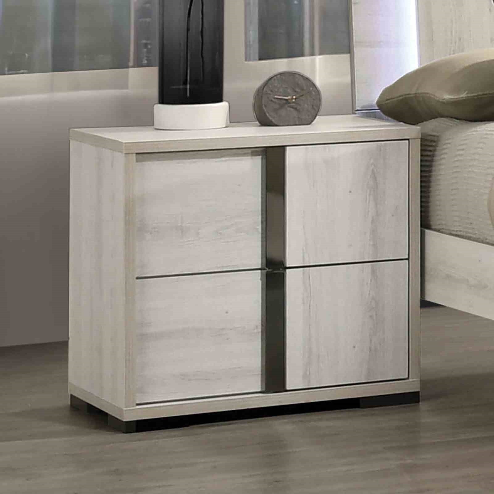 Contemporary Style 1pc Nightstand Melamine Top Chrome Handles French Dovetail Drawers White Wash Finish Bedroom Furniture