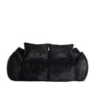 Giant Bean Bag Couch for Adults, Ultra Soft Fluffy Loveseat Bean Bag Sofa, Oversized Chase Lounge Chair Indoor for Living Room Bedroom, No Assembly Required Cozy Reading Chair with Pillows, Black