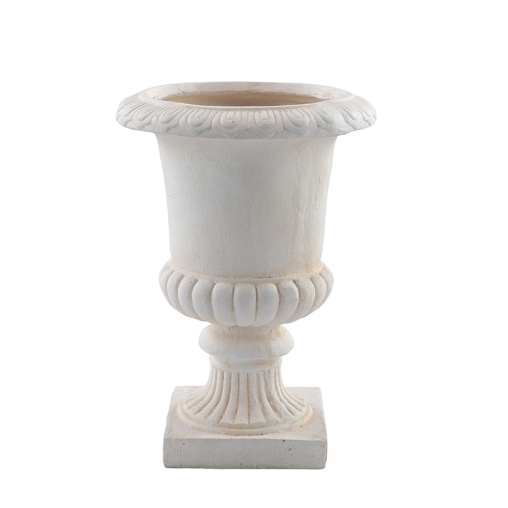 Vintage Roman Urn Planter Pot in Beige White with Magnesium Oxide Construction, 16.93' Top Diameter x 23.62' Height for Indoor Outdoor Garden Patio Yard Decor