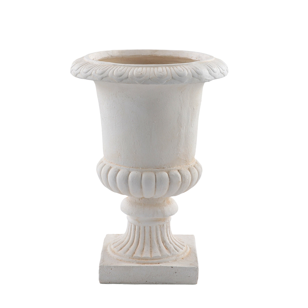 Vintage Roman Urn Planter Pot in Beige White with Magnesium Oxide Construction, 16.93' Top Diameter x 23.62' Height for Indoor Outdoor Garden Patio Yard Decor
