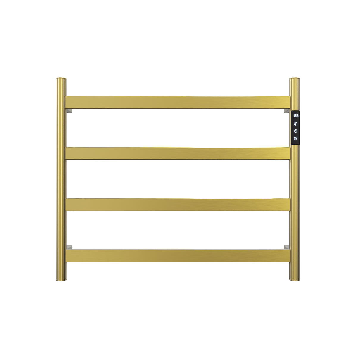 22.5' Brushed Gold Heated Towel Rack for Bathroom,Wall Mounted with Intelligent Touch Screen Timer, 4-Bar Towel Warmer, 304 Stainless Steel Polished, Plug-in/Hard-Wired