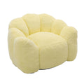 Lotus Style Compression Sofa Adult Bean Bag with Pull Ring, Yellow Faux Fur, 43.7 x 39.8 x 26.8 inches, No Assembly Required