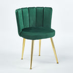 Modern Green Dining Chair Set with Velvet Backrest and Golden Iron Tube Legs