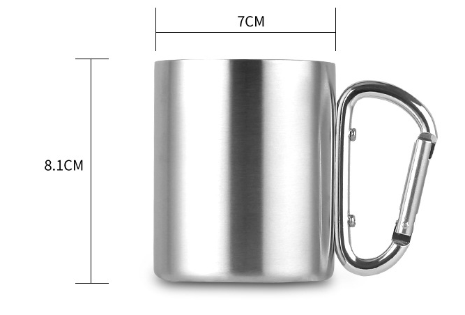 Portable Stainless Steel Cup For Camping Traveling Outdoor Cup With Handle Carabiner Climbing Backpacking Hiking Cups 200ml - Eloy Royal