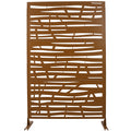 Outdoor & Indoor Privacy Screen Metal Privacy Screen 76' H×48' W, Freestanding Decorative Privacy Screen for Deck Balcony Patio, Privacy Fence Panels for Outside Lawn Garden PS109 BROWN