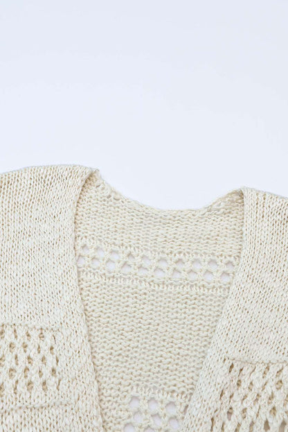 Apricot Casual Hollowed Knit Dolman Sleeve Cardigan