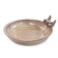 Handmade Ceramic Bird Bath, 11.8 Inch Light Brown Outdoor Bird Bath Bowl with Vintage Bird Ornaments, Garden Birdbath for Yard, Patio, Backyard Decor, Also Works as Wild Bird Waterer