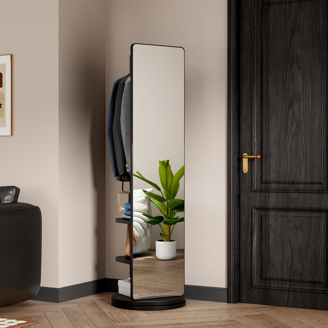 360° Rotating 69 in x20 in Multifunctional Full Length Mirror with Hook