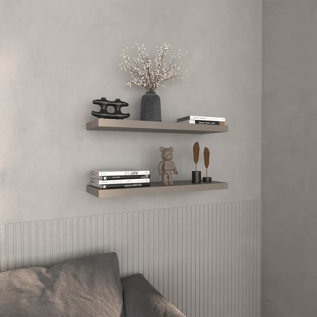 Floating Shelves 1.50' H, 2 Shelves, Taupe