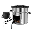 Camping Rocket Stove, Wood Burning Portable Rocket Stove with Carrying Bag for Backpacking, Stainless Steel, Single Door, Burn Wood, Twigs or Sticks for Outdoor Cooking, Backyard, Camp Cooking