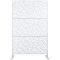 Outdoor & Indoor Privacy Screen Metal Privacy Screen 76' H×48' W, Freestanding Decorative Privacy Screen for Deck Balcony Patio, Privacy Fence Panels for Outside Lawn Garden PS120 WHITE