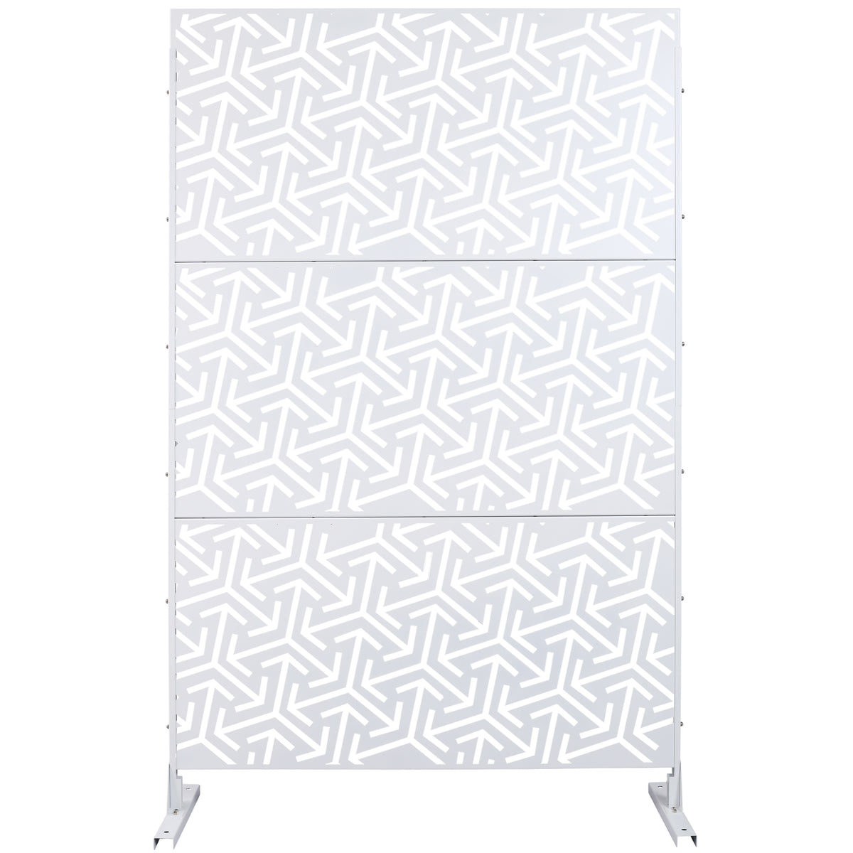 Outdoor & Indoor Privacy Screen Metal Privacy Screen 76' H×48' W, Freestanding Decorative Privacy Screen for Deck Balcony Patio, Privacy Fence Panels for Outside Lawn Garden PS120 WHITE