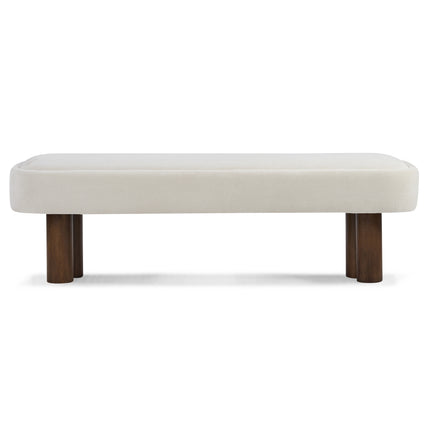 Indoor Beige Fabric Dining Bench with Walnut Color Legs, 60.04'L Upholstered Seating for Kitchen, Dining Room and Living Space,250lbs Capacity